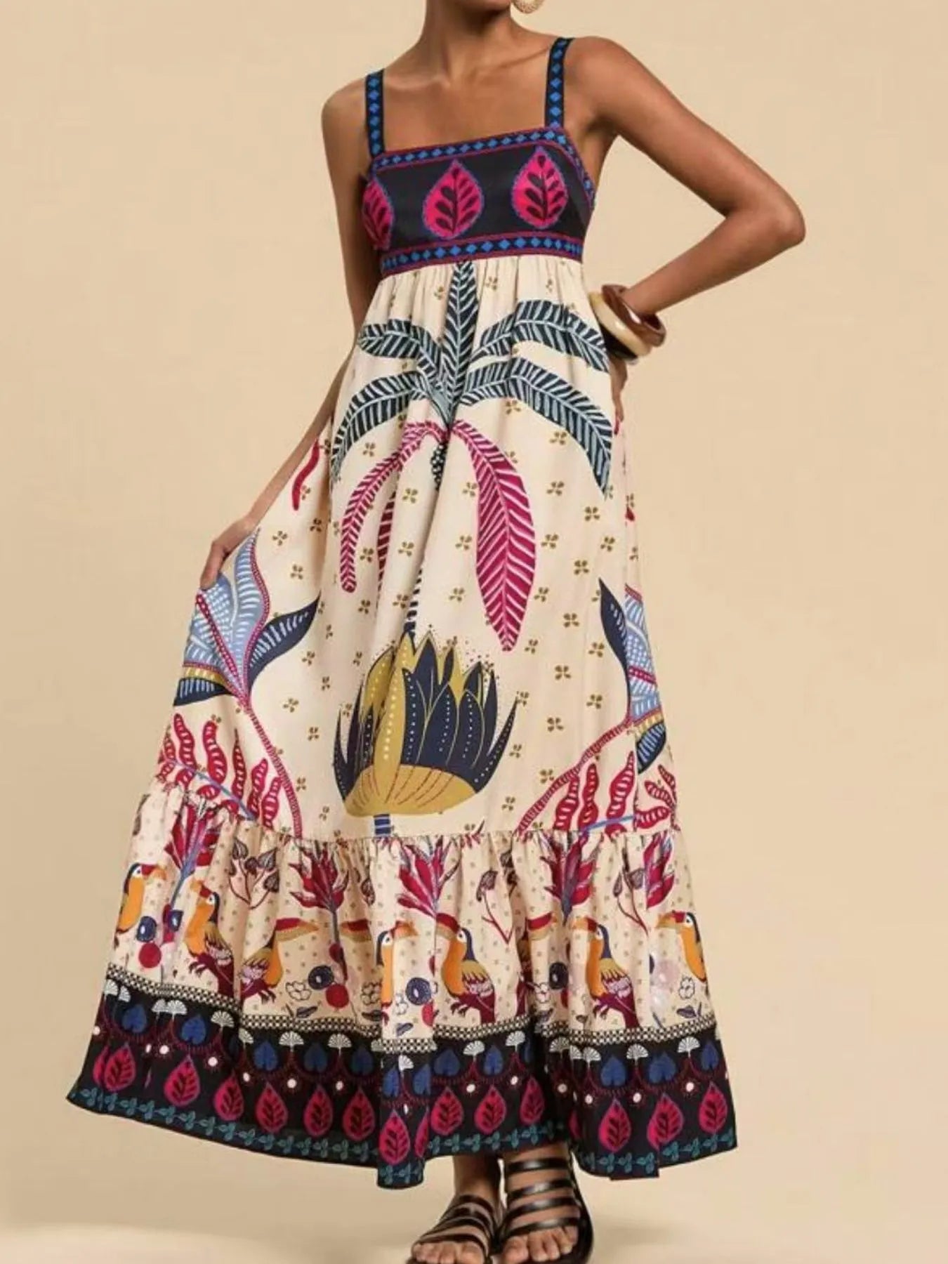 Hazel Blues® |  Tropical Print Maxi Cami Dress
