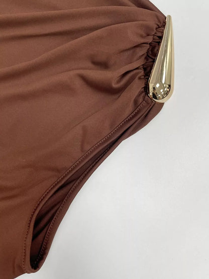 Hazel Blues® |  Draped Sleeveless Bodycon Maxi Dress with Metal Decorative