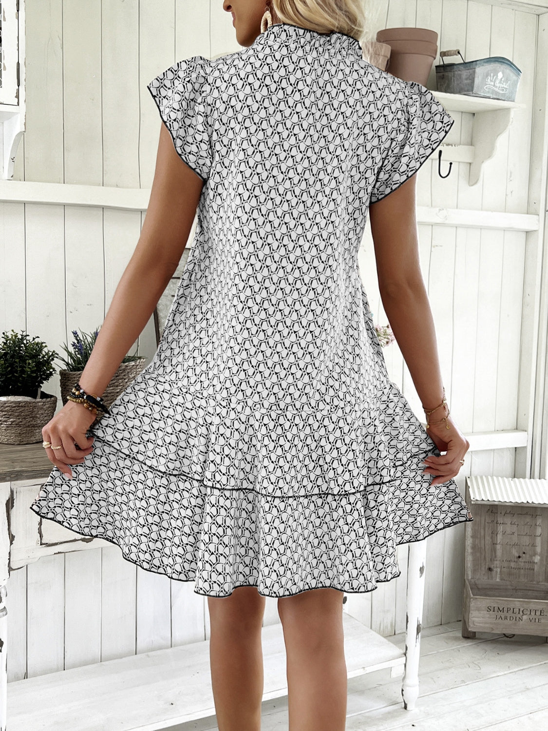 Hazel Blues® | Ruffled Layered Printed Mini Dress