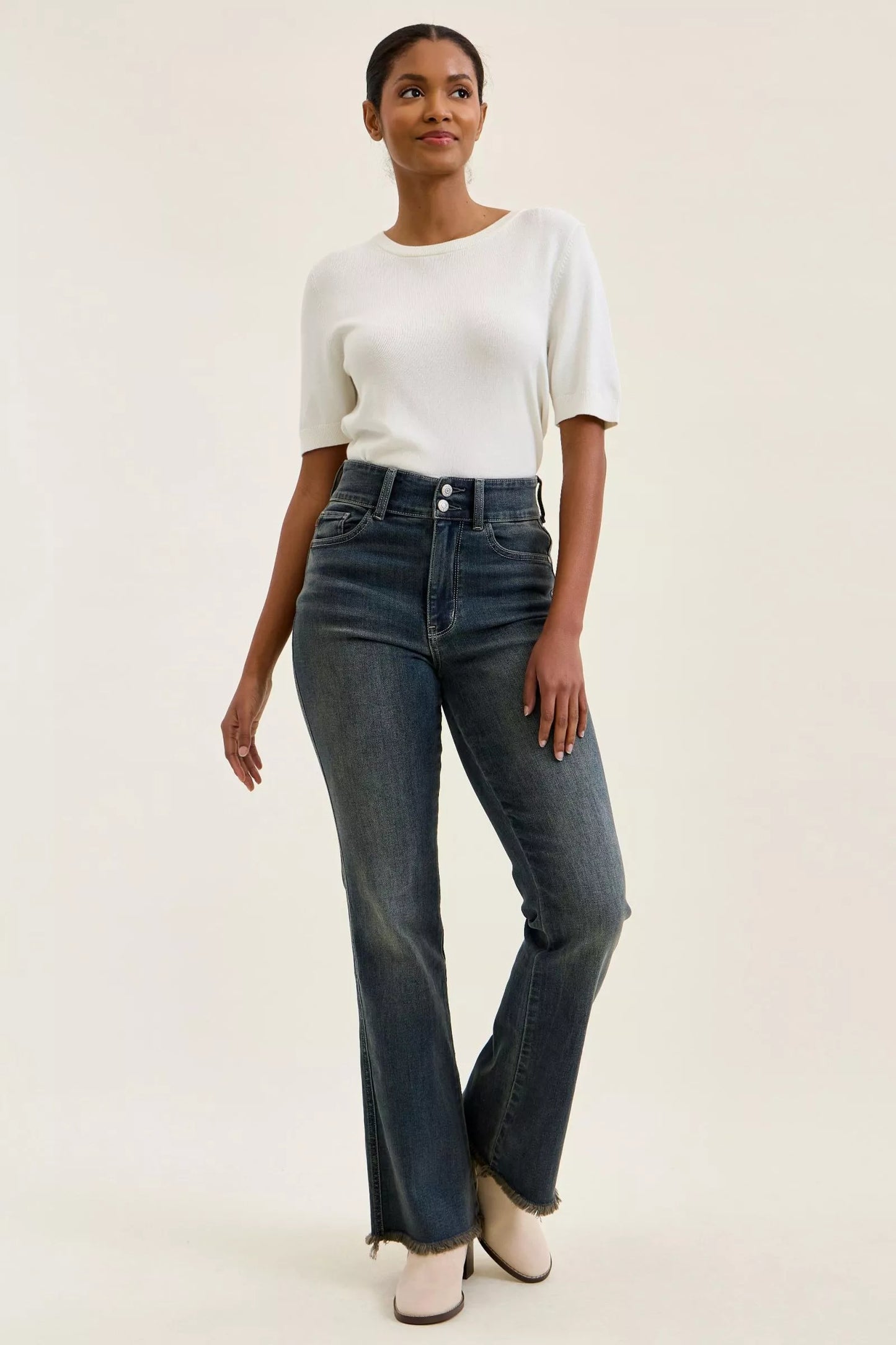 Hazel Blues® |  Judy Blue High Waist Double Button Frayed Hem Jeans