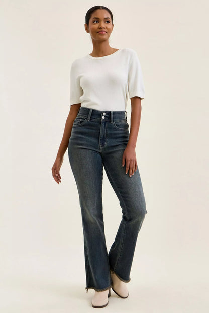 Hazel Blues® |  Judy Blue High Waist Double Button Frayed Hem Jeans