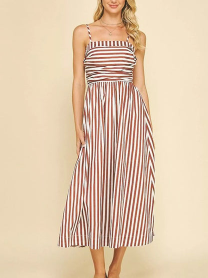 Hazel Blues® |  Striped Spaghetti Strap Casual Maxi Dress