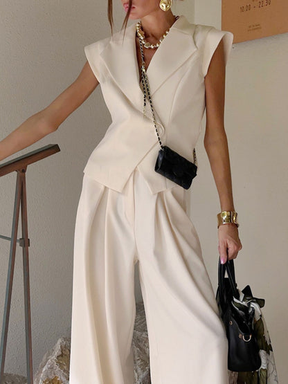 Hazel Blues® |  One Button Blazer & Wide Leg Pants Set