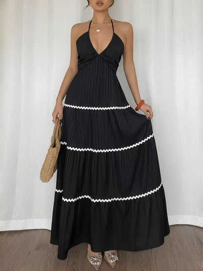 Hazel Blues® |  Halter Neck Pleated Maxi Dress