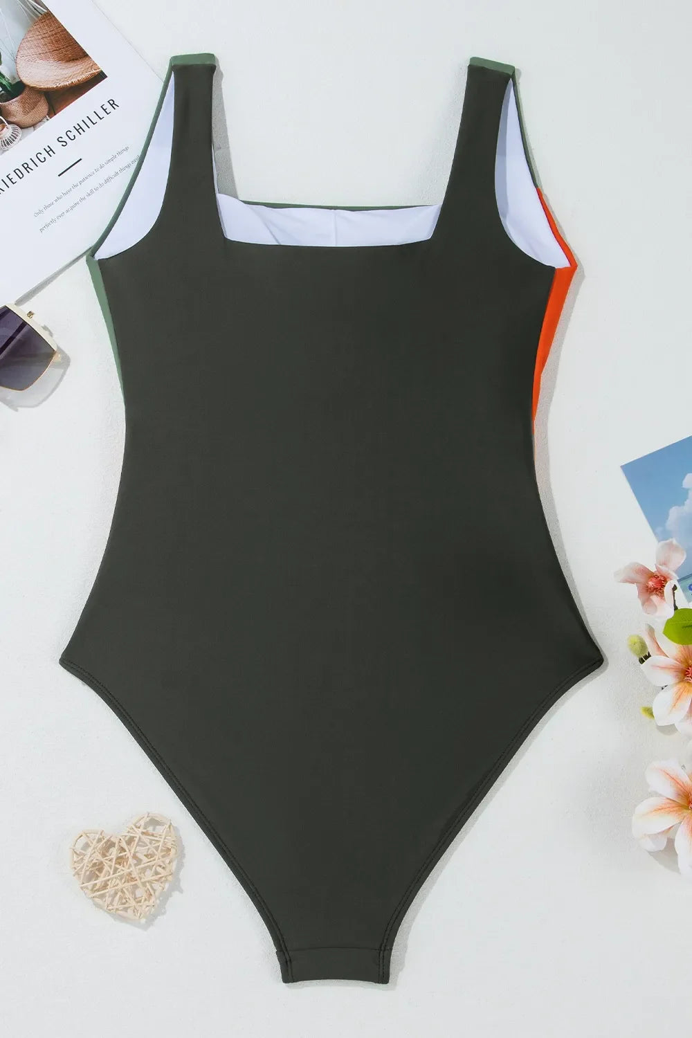 Hazel Blues® | Color Block Padded Square Neck One Piece Swimsuit