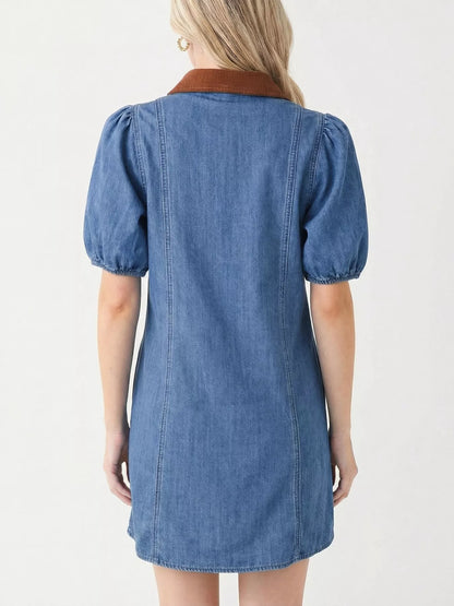 Hazel Blues® |  Button-Down Short Sleeve Denim Dress