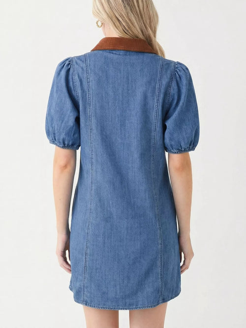 Hazel Blues® |  Button-Down Short Sleeve Denim Dress