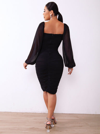 Hazel Blues® |  Zip-Back Ruched Bodycon Dress