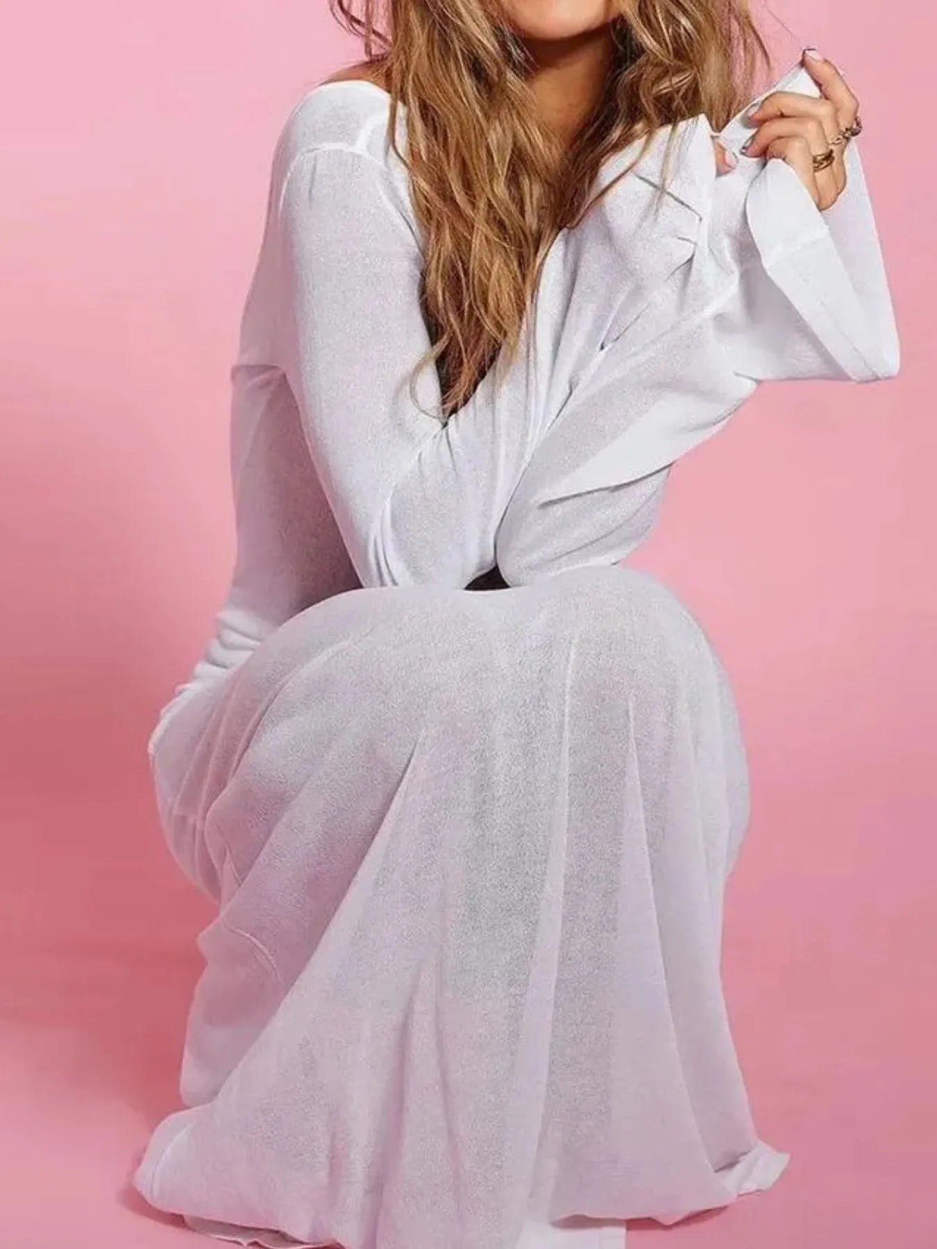 Hazel Blues® | Backless Long Sleeve Maxi Cover-Up