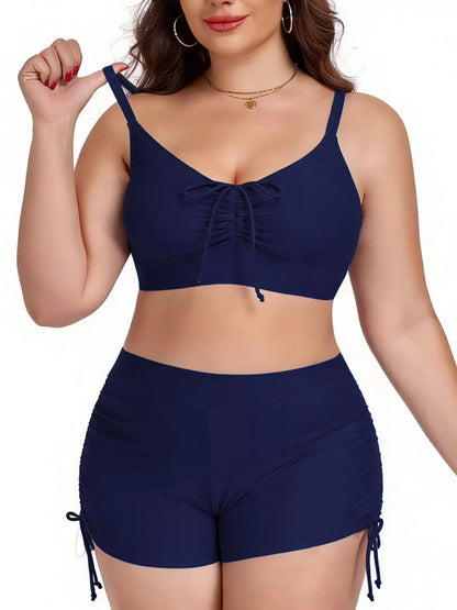 Hazel Blues® | Ruched Drawstring Swim Set