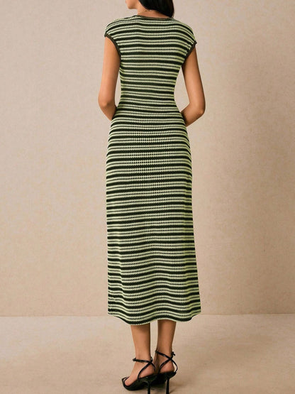 Hazel Blues® |  Striped Cap Sleeve Bodycon Midi Dress