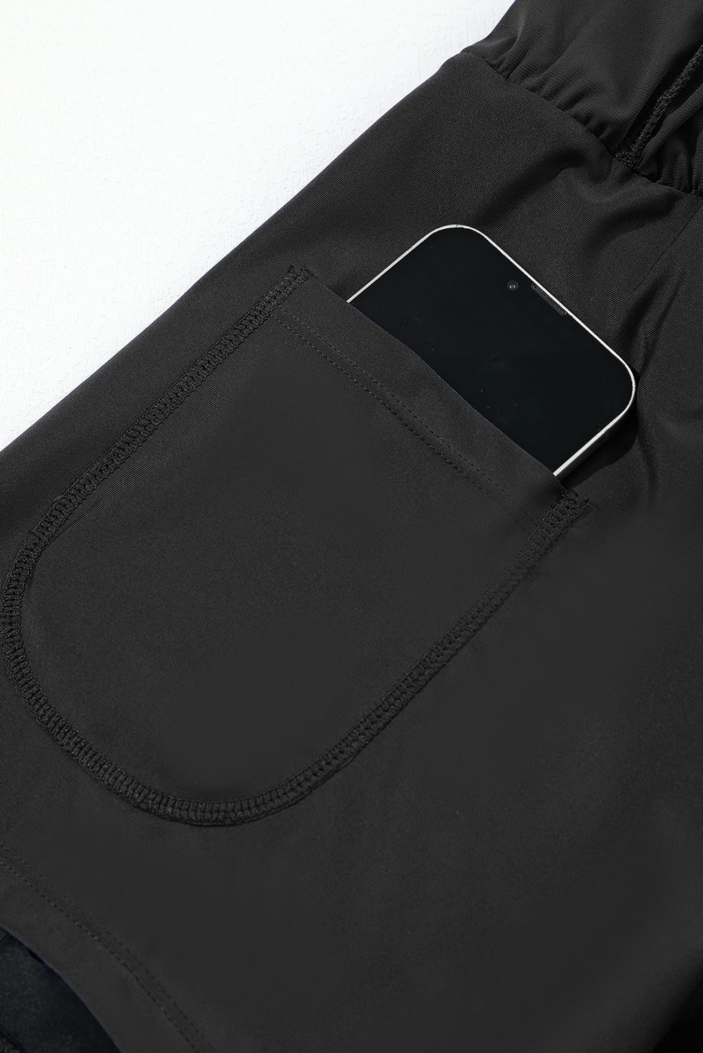 Hazel Blues® | Black Pocketed Wide Waistband Swim Shorts
