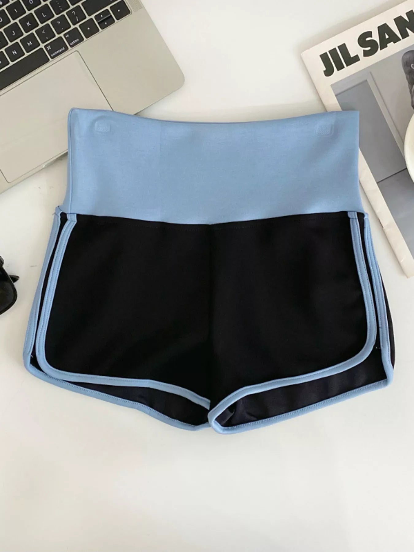 Hazel Blues® |  High Waist Contrast Trim Shorts