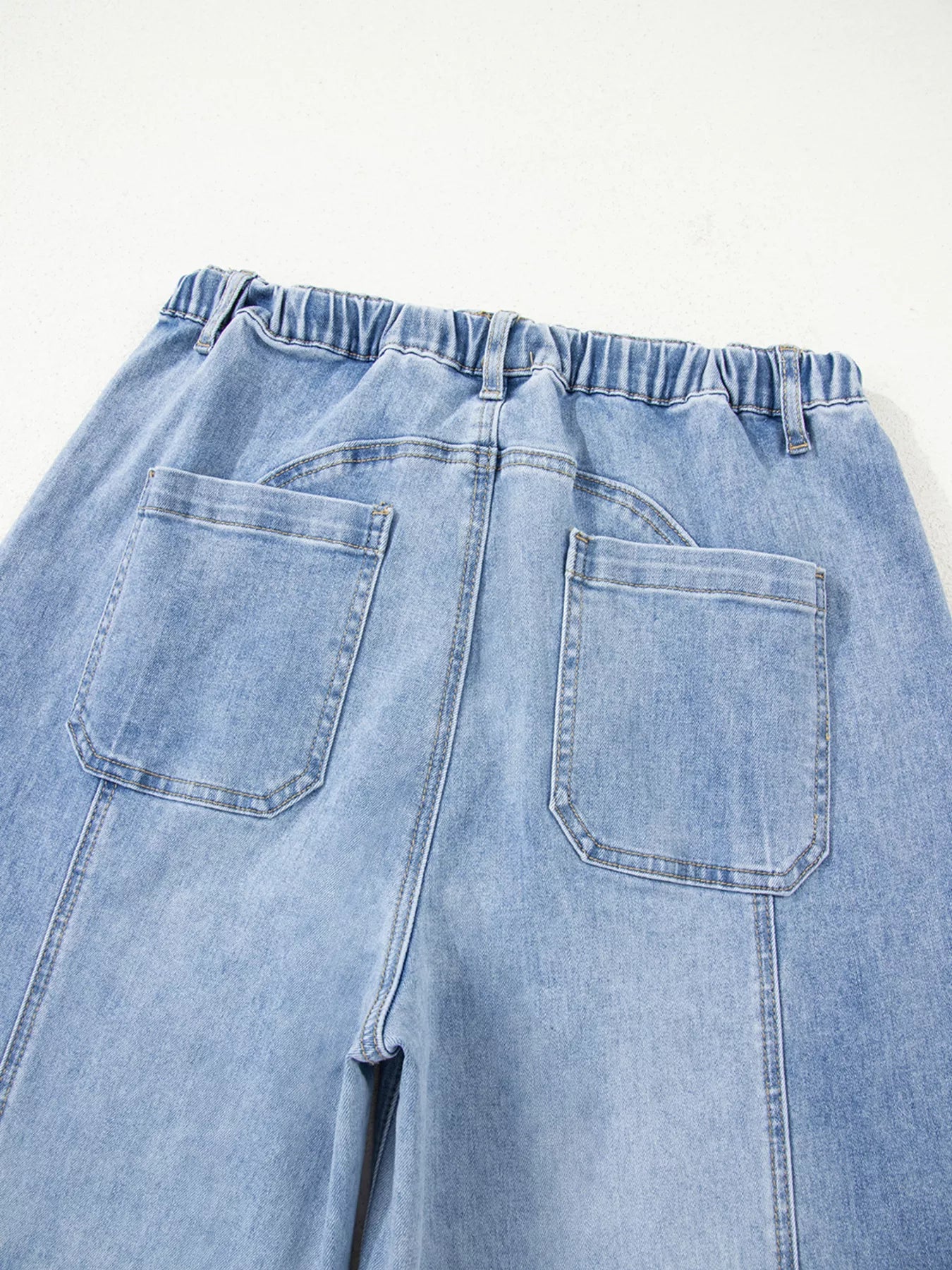 Hazel Blues® |  Wide Leg Drawstring Raw Hem Jeans