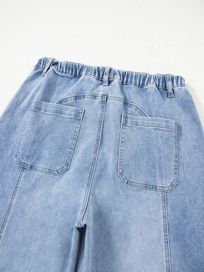 Hazel Blues® |  Wide Leg Drawstring Raw Hem Jeans