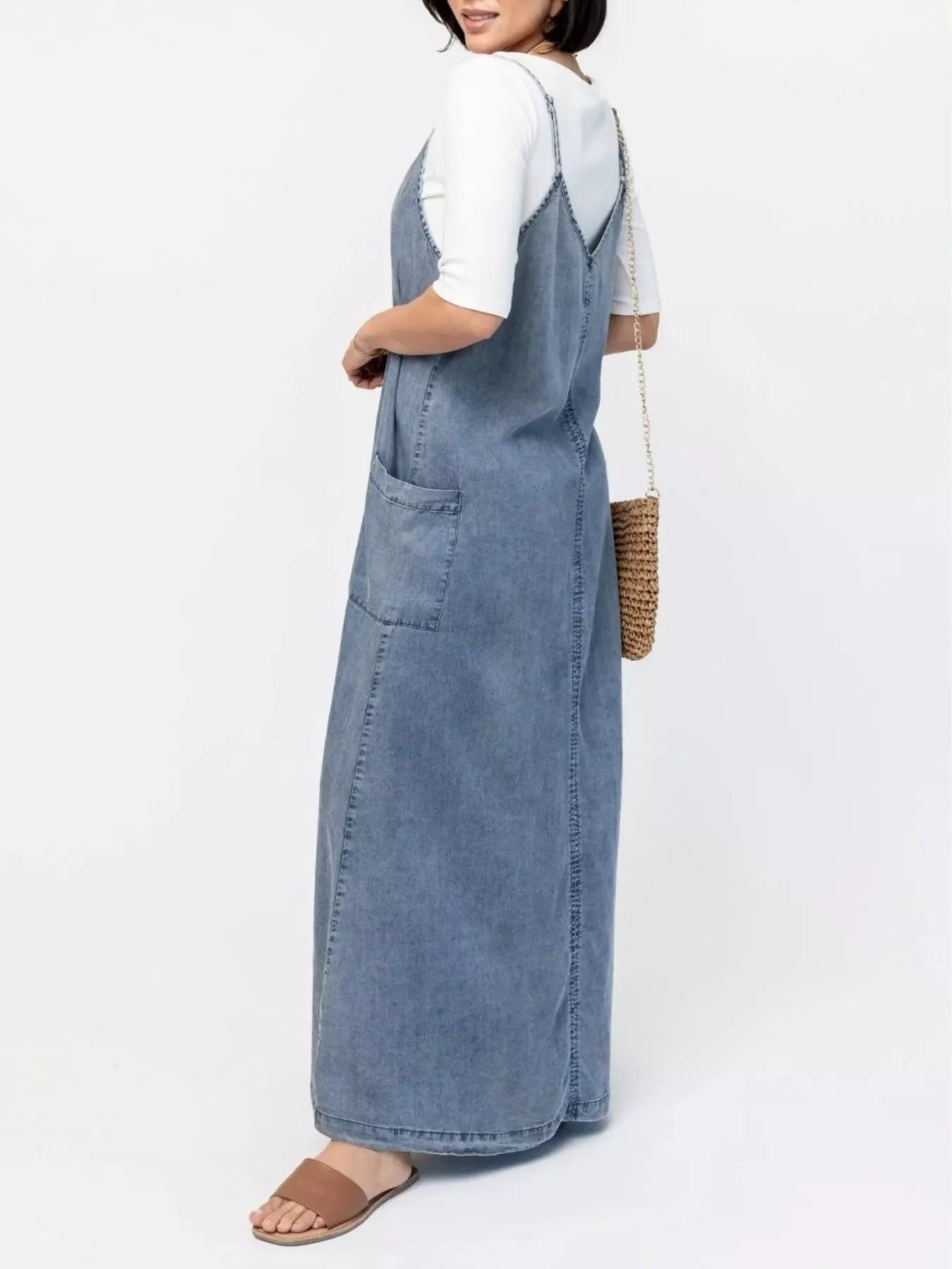 Hazel Blues® |  Casual Washed Denim Cami Maxi Dress