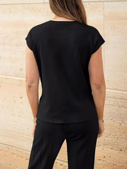 Hazel Blues® |  Casual Solid Color Cap Sleeve Top and Pants Knit Set