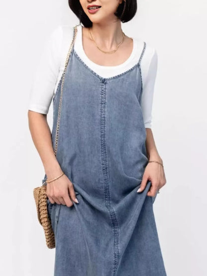 Hazel Blues® |  Casual Washed Denim Cami Maxi Dress