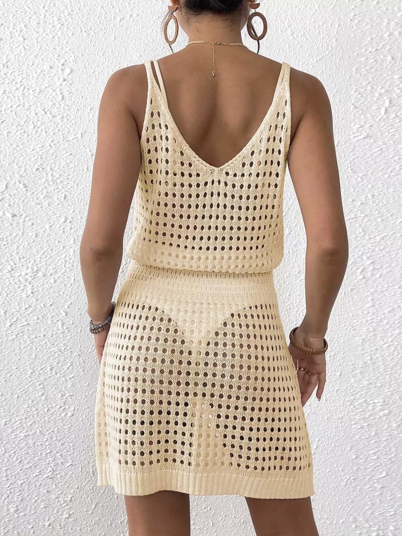 Hazel Blues® | Crochet Knit V-Neck Cover-Up Dress