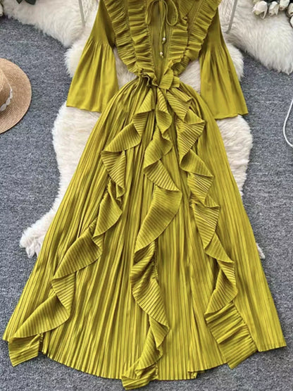 Hazel Blues® |  Ruffled A-Line Midi Dress