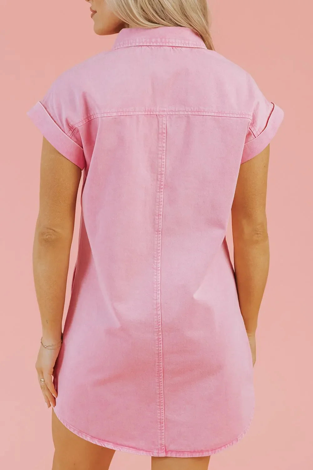 Hazel Blues® |  Button Down Short Sleeve Denim Dress