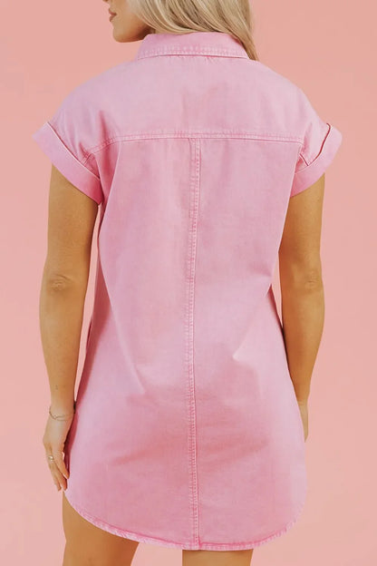 Hazel Blues® |  Button Down Short Sleeve Denim Dress