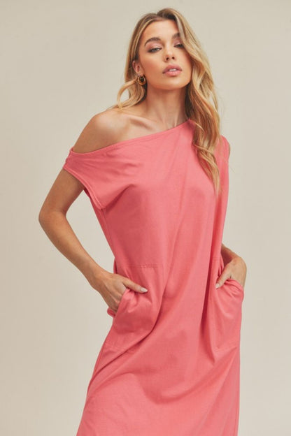 Hazel Blues® |  Aemi + Co Side Slit Round Neck Sleeveless Midi Dress