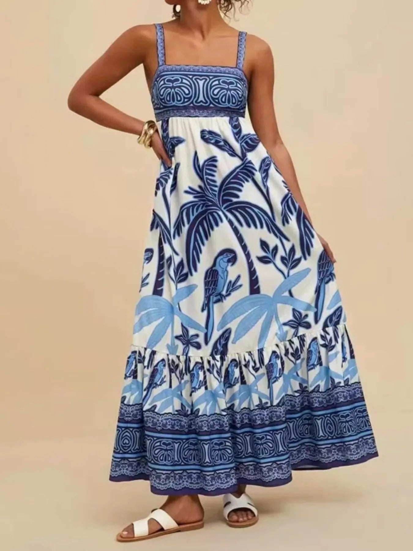 Hazel Blues® |  Tropical Print Maxi Cami Dress