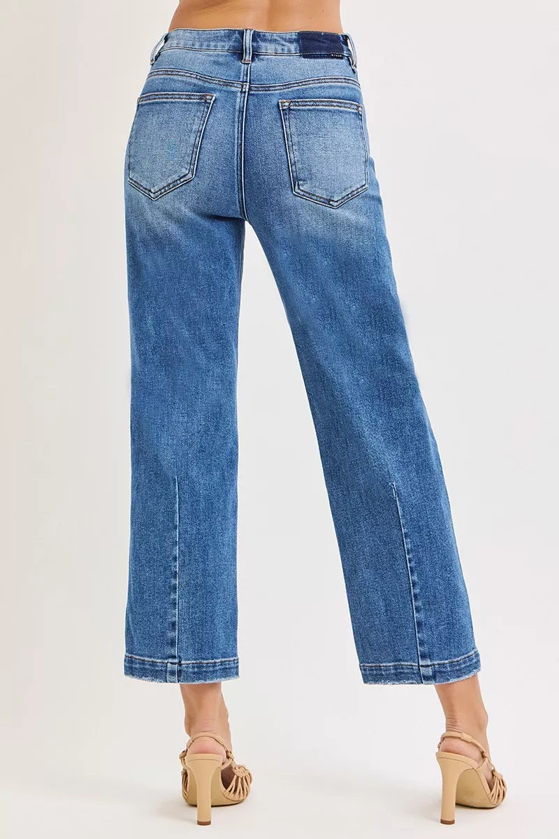 Hazel Blues® |  RISEN High Rise Crop Boyfriend Tapered Jeans