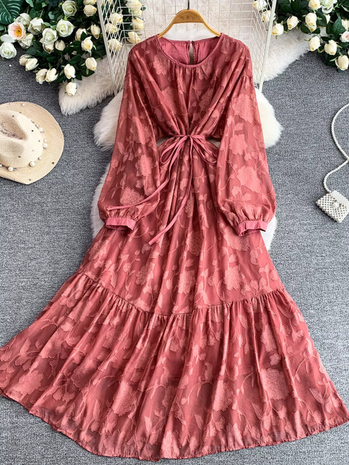Hazel Blues® |  Tie Waist Long Sleeve Dress