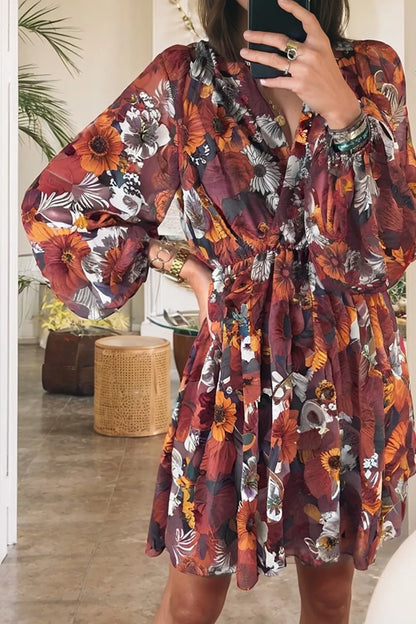 Hazel Blues® |  Floral Print Balloon Sleeve Mini Dress