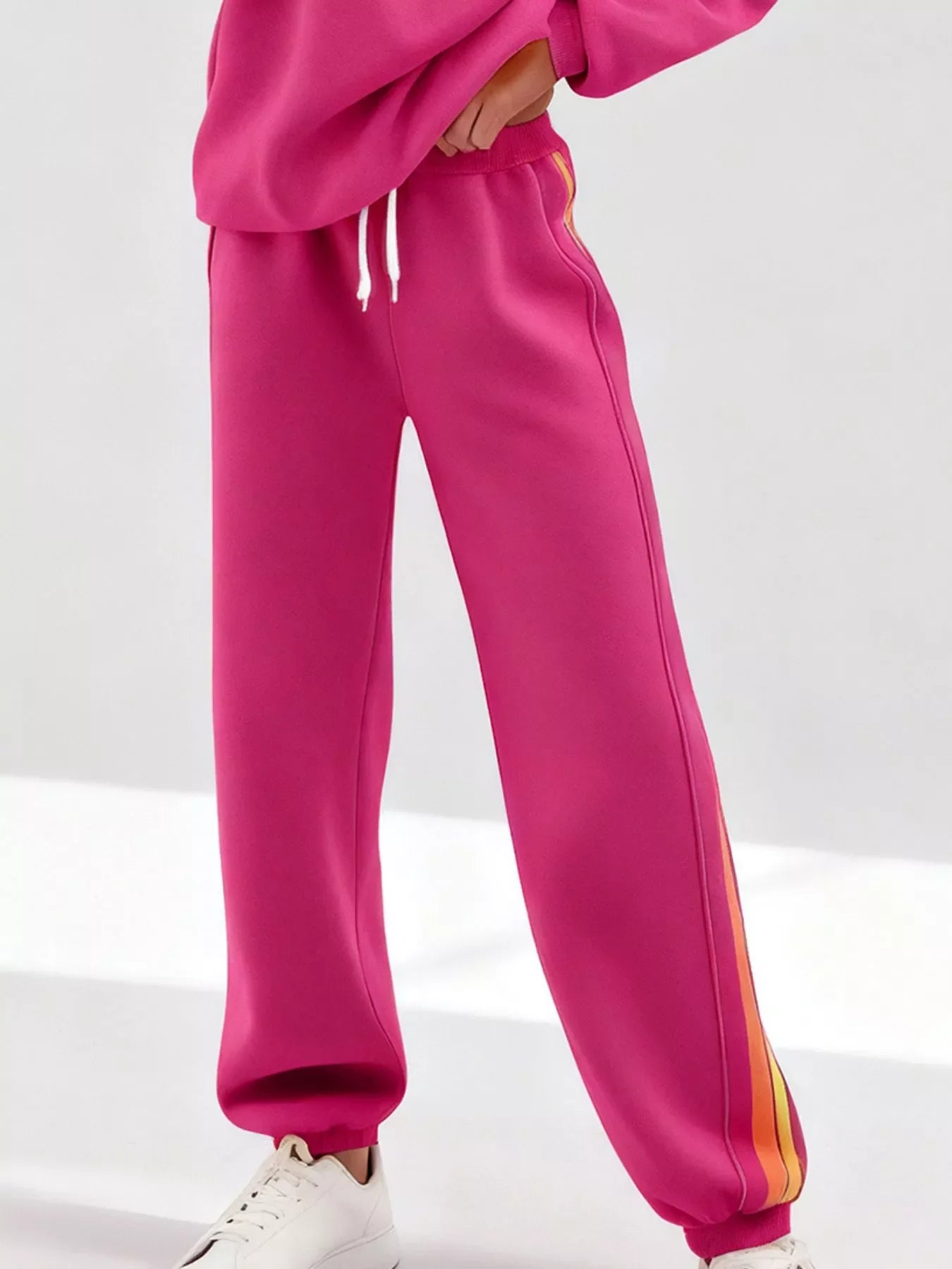 Hazel Blues® |  Striped Round Neck Sweatshirt and Pants Set