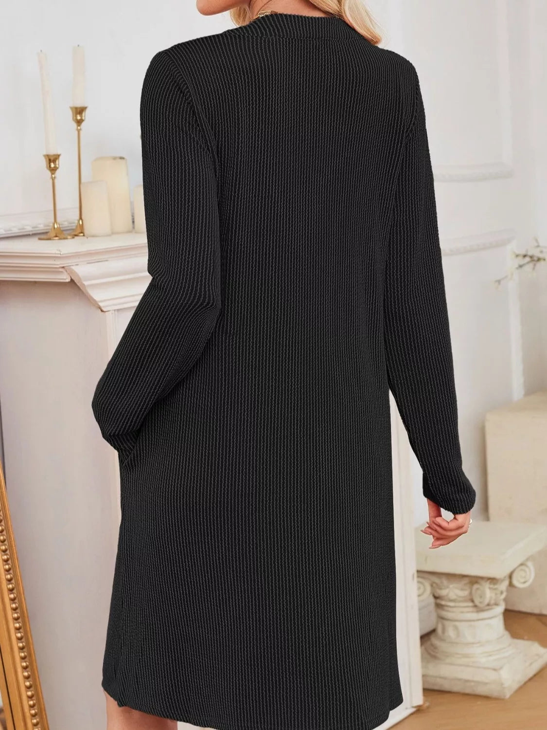 Hazel Blues® |  Casual Ribbed Knit Long Sleeve Dress