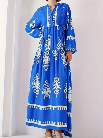 Hazel Blues® |  Bohemian Print Long Sleeve Maxi Dress