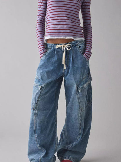 Hazel Blues® |  Drawstring Waist Cargo Jeans