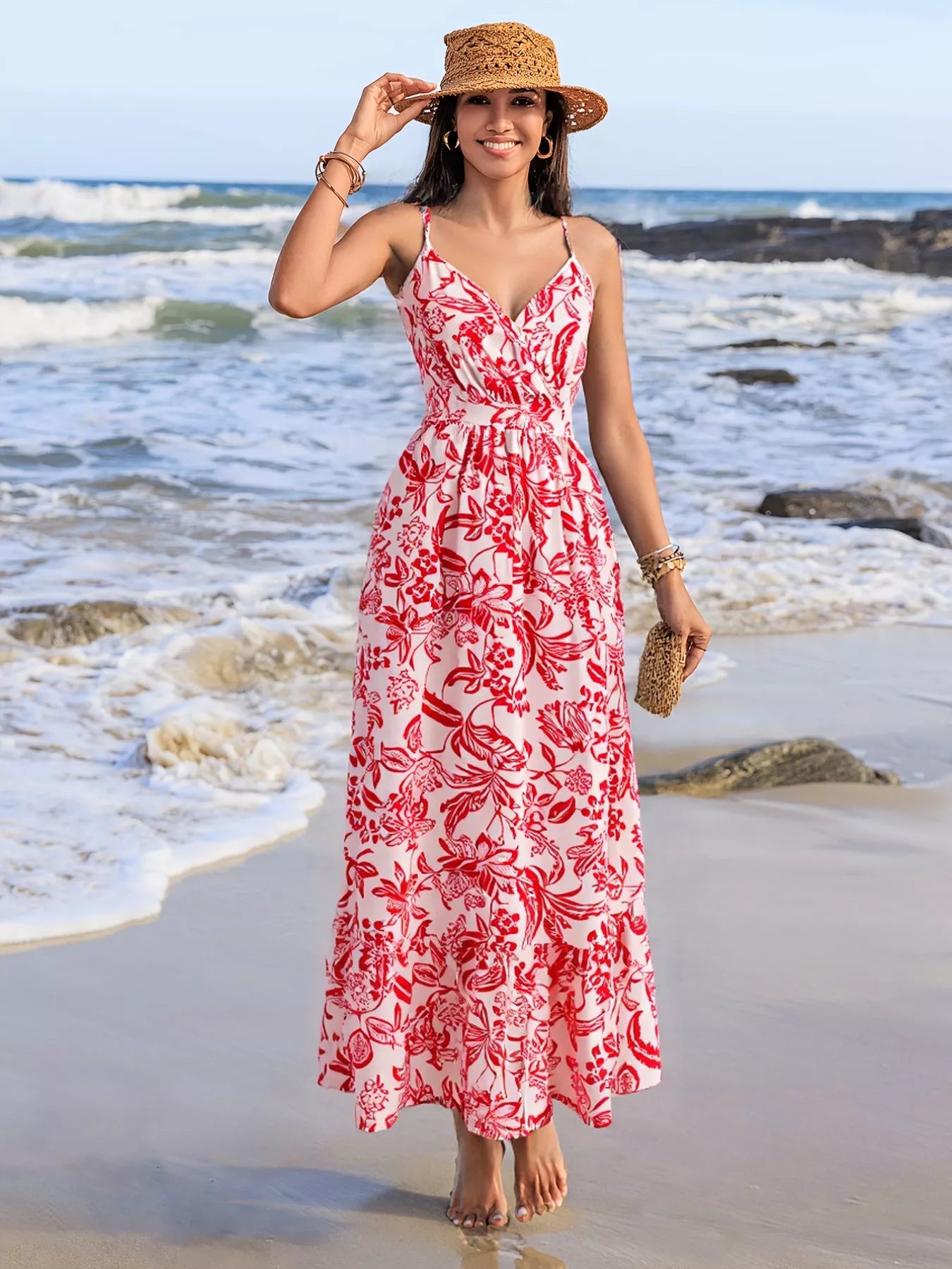 Hazel Blues® |  Printed Spaghetti Strap Midi Dress