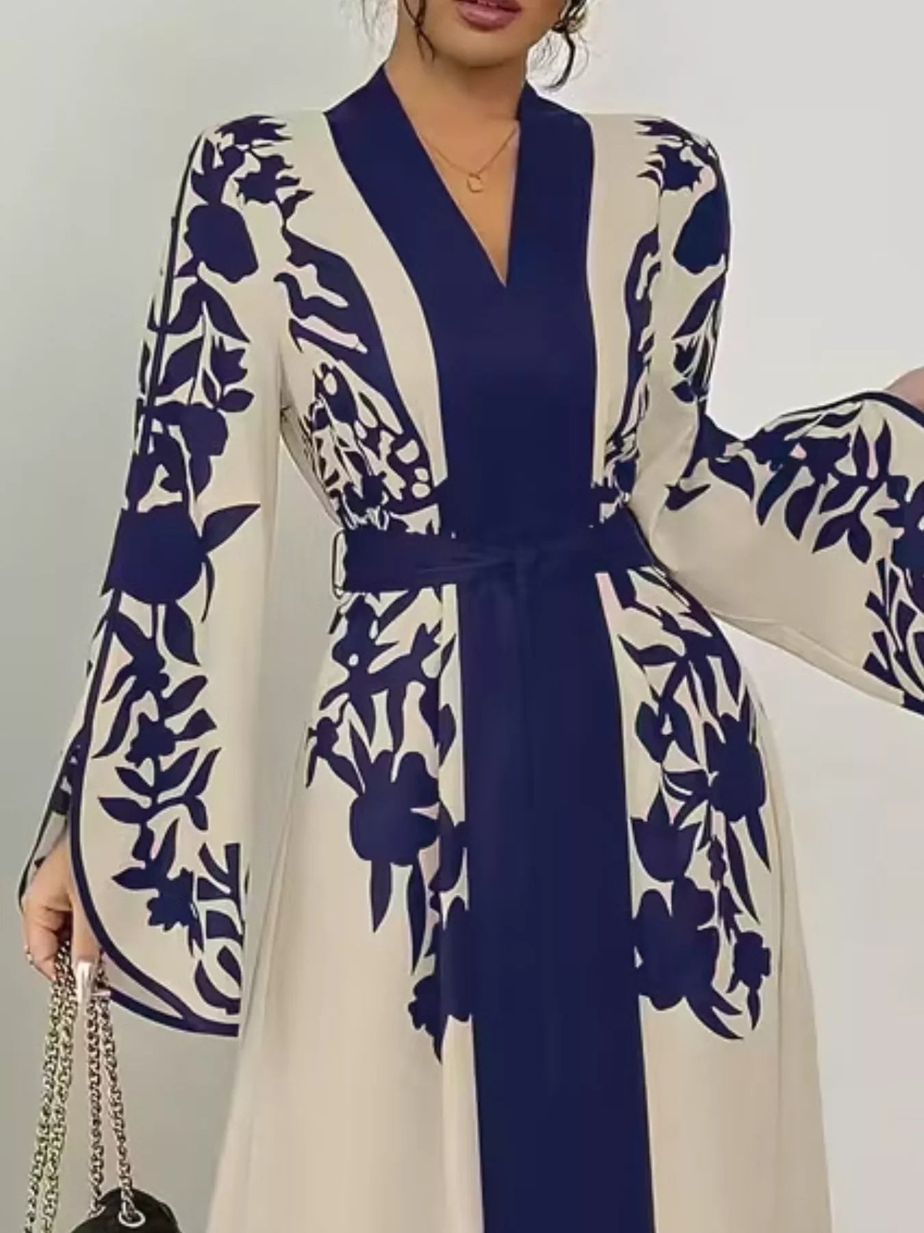 Hazel Blues® |  Printed Tie Waist Maxi Dress