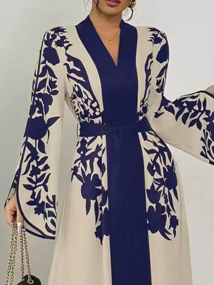 Hazel Blues® |  Printed Tie Waist Maxi Dress