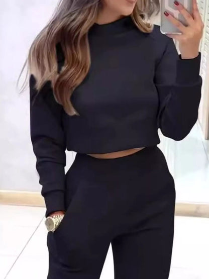 Hazel Blues® |  Casual Chic Cropped Sweatshirt and Jogger Set