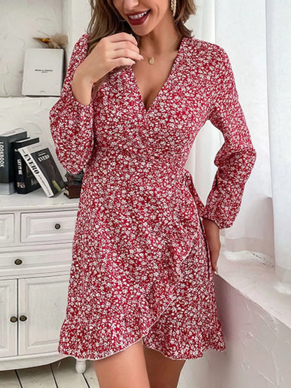 Hazel Blues® |  Floral Print Wrap Mini Dress