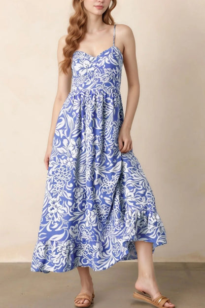 Hazel Blues® |  Floral Print Spaghetti Strap High Waist Dress