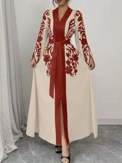 Hazel Blues® |  Printed Tie Waist Maxi Dress