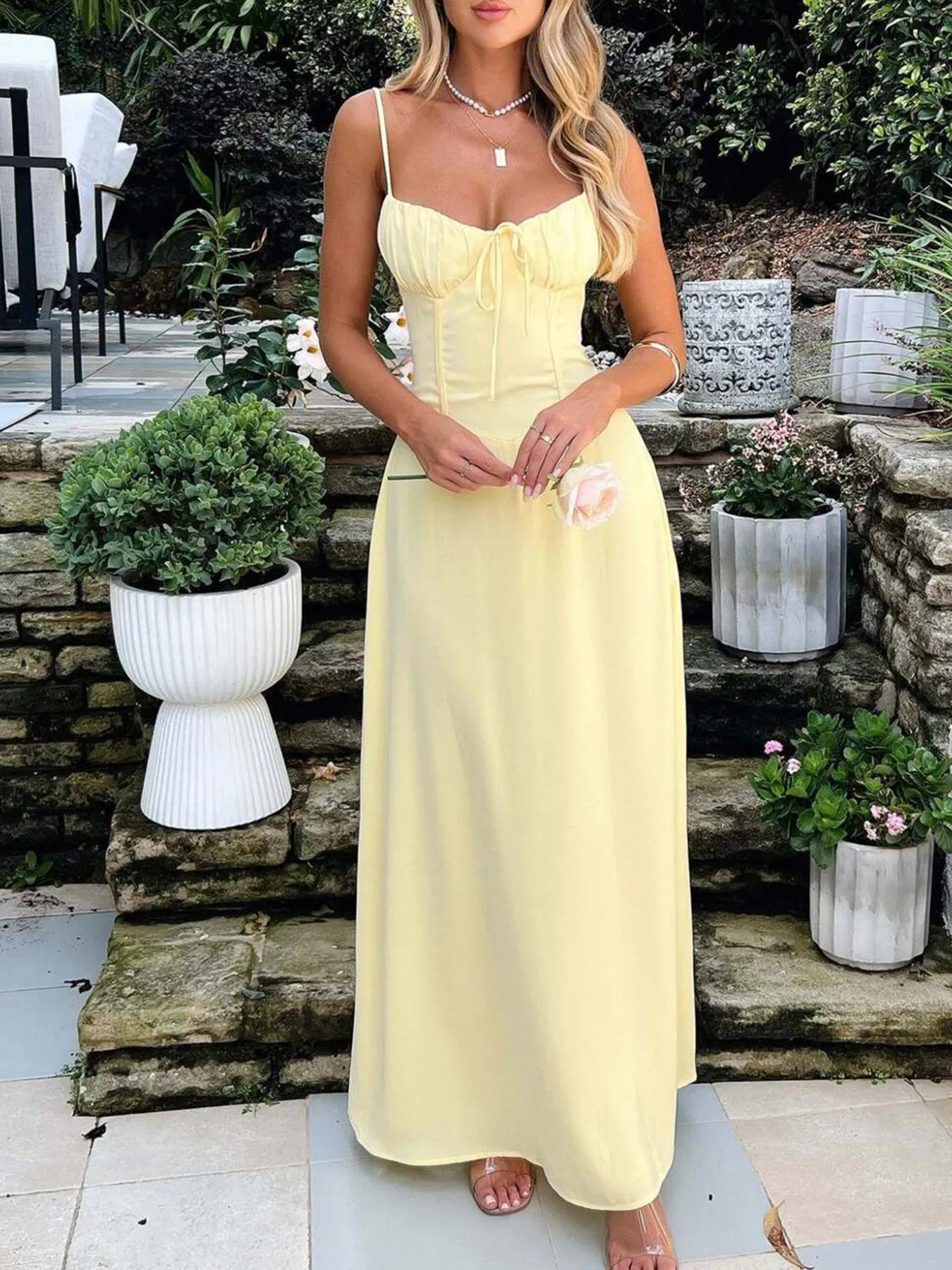 Hazel Blues® |  Lace-Up Solid Cami Dress