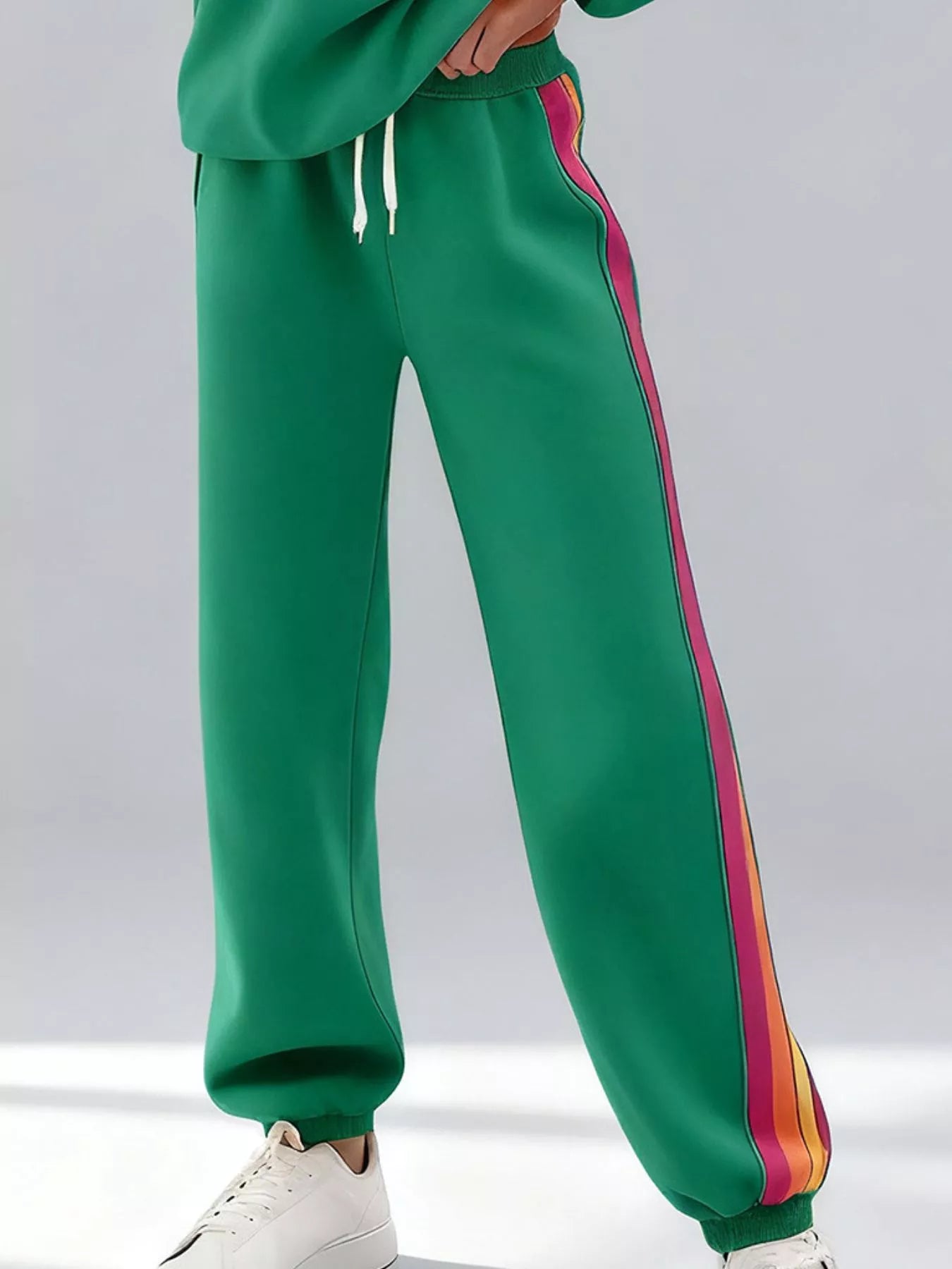 Hazel Blues® |  Striped Round Neck Sweatshirt and Pants Set
