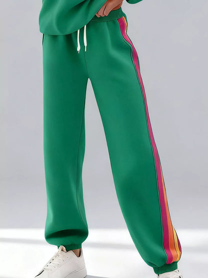 Hazel Blues® |  Striped Round Neck Sweatshirt and Pants Set