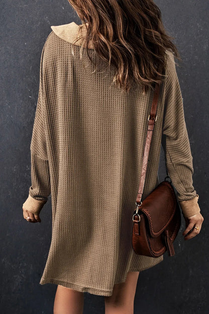 Hazel Blues® |  Waffle Knit Button Front Dress