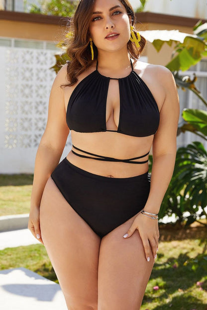 Hazel Blues® | Cutout Tied Backless Bikini Set