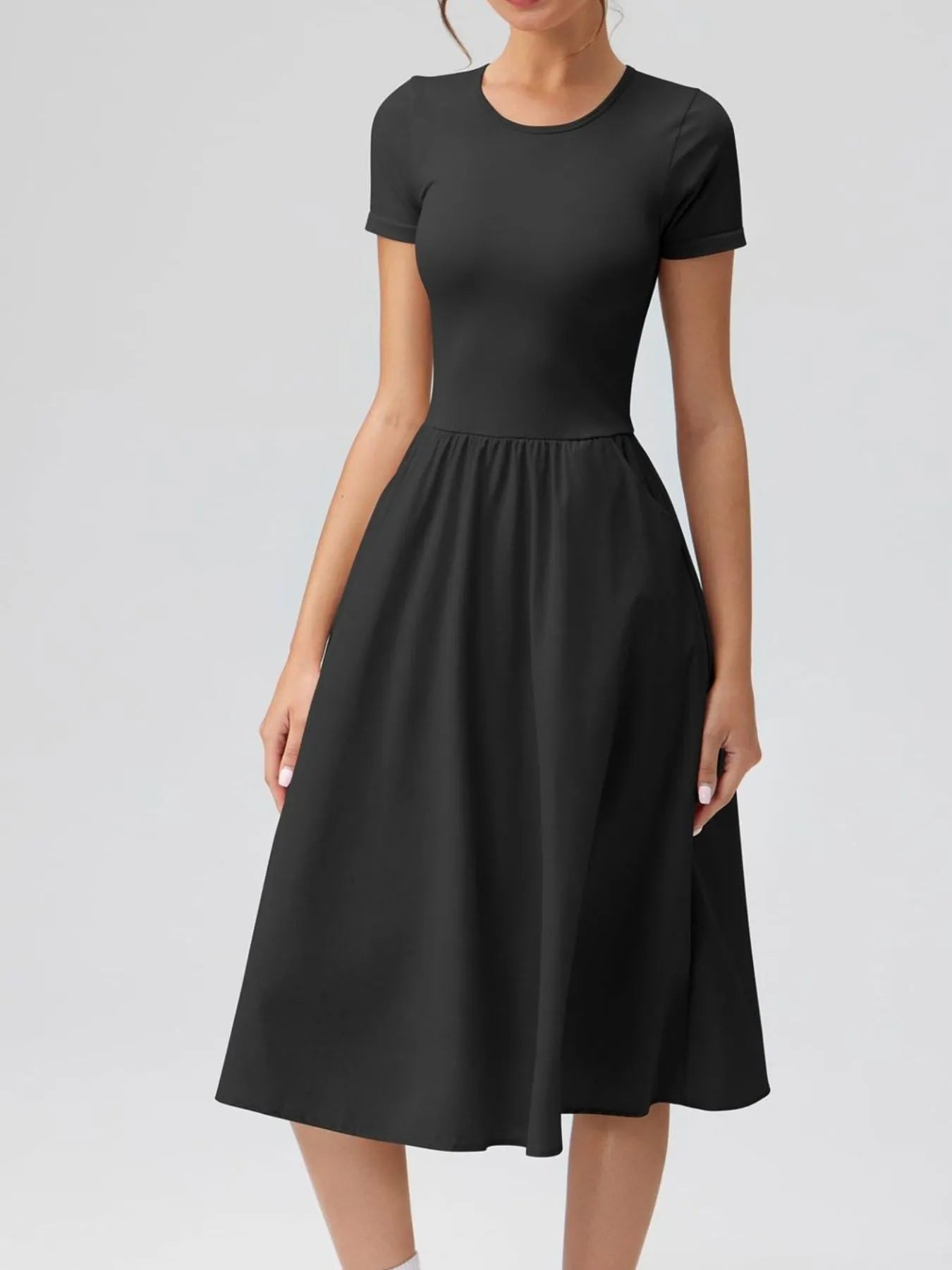 Hazel Blues® |  Round Neck Short Sleeve Dress
