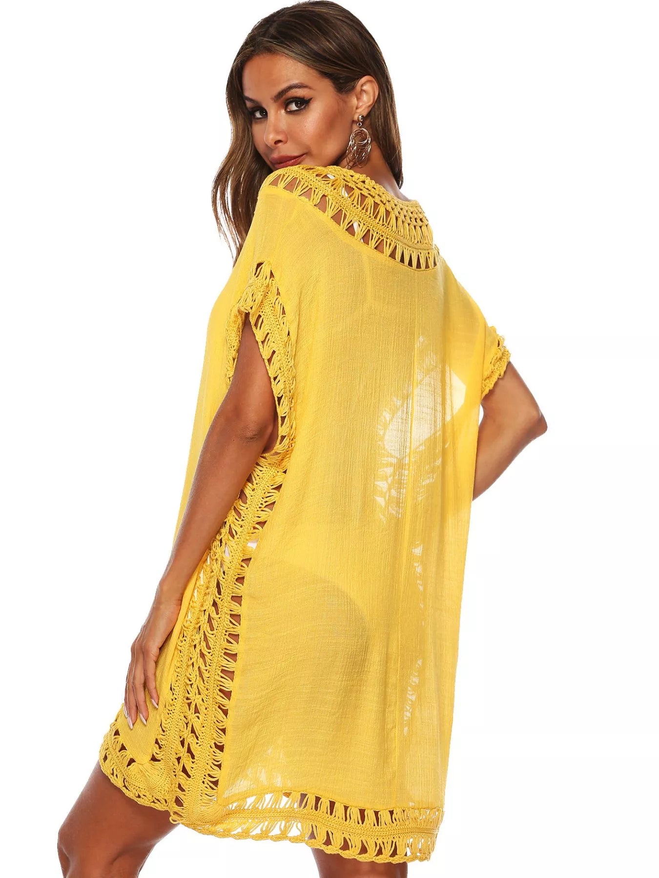 Hazel Blues® | Crochet Trim V-Neck Cover-Up Dress