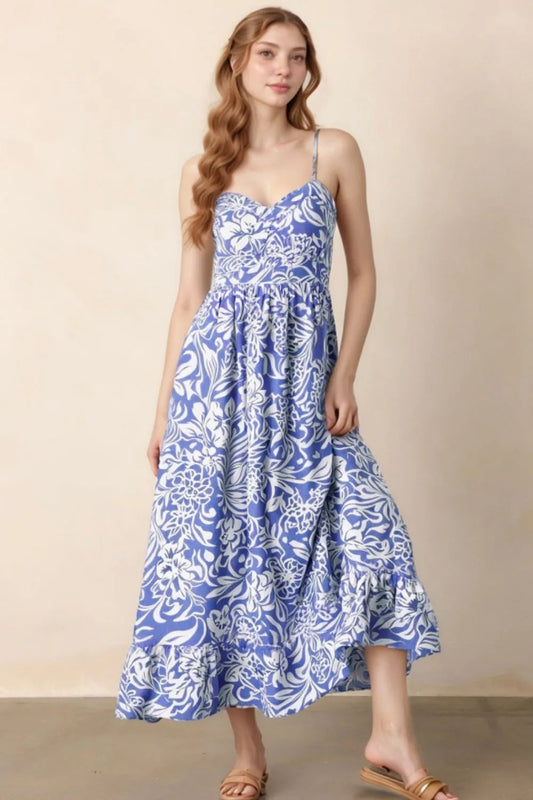 Hazel Blues® |  Floral Print Spaghetti Strap High Waist Dress